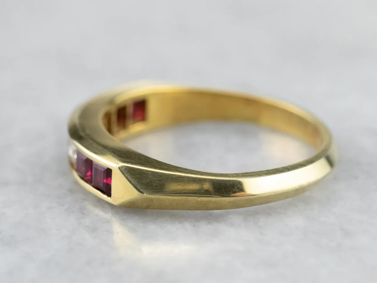 18K Gold Ruby and Diamond Band