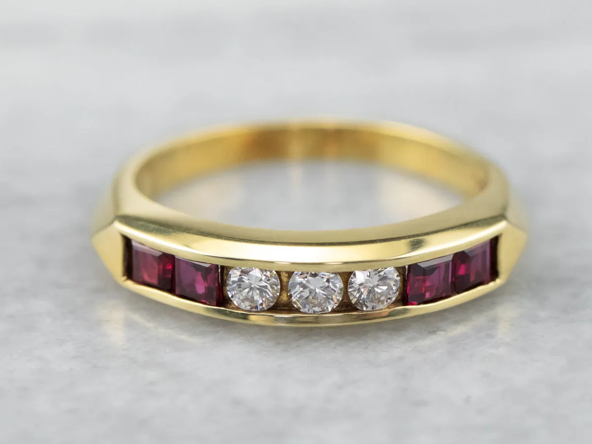 18K Gold Ruby and Diamond Band