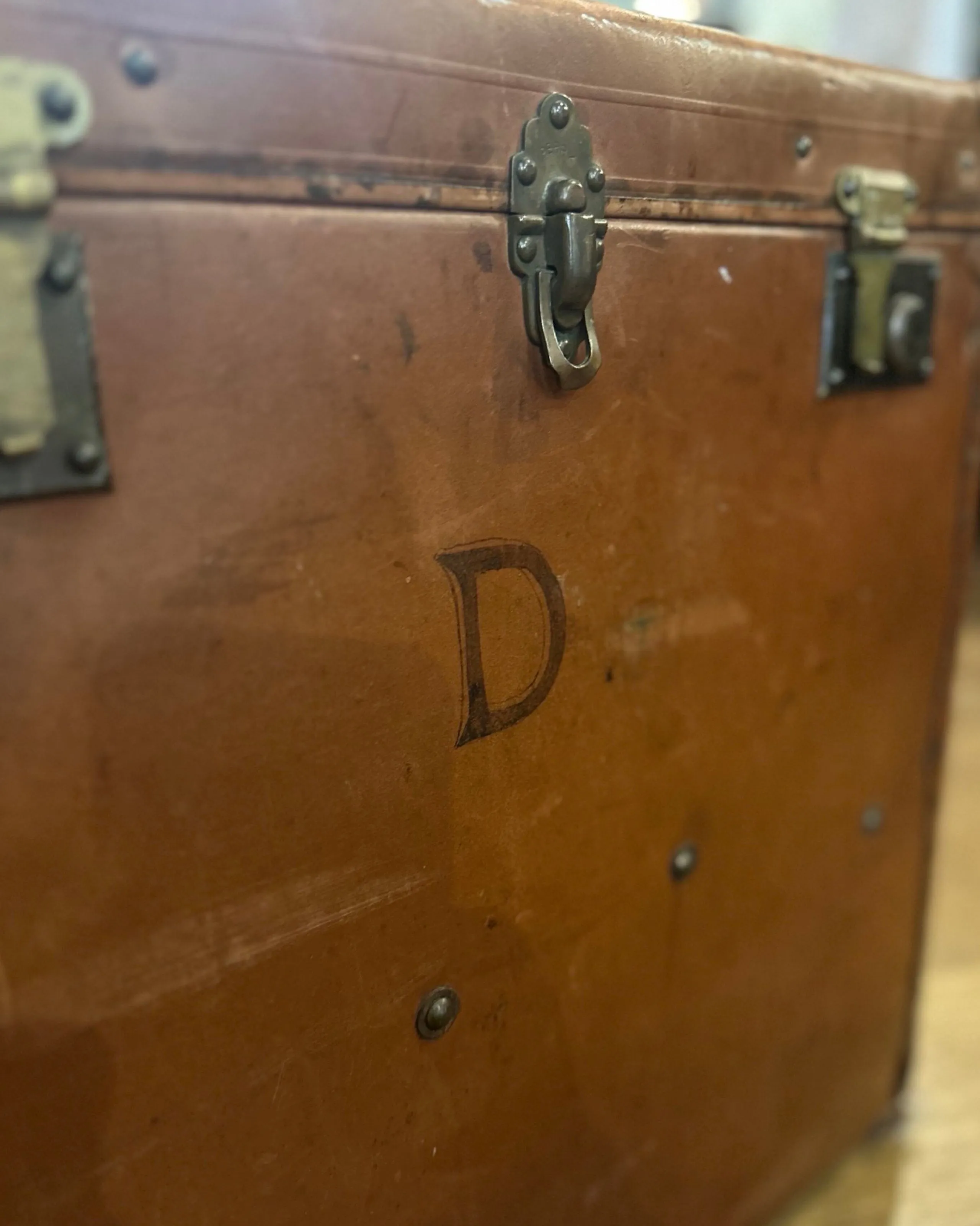 1930s Dutch Leather and Wood Travel Case