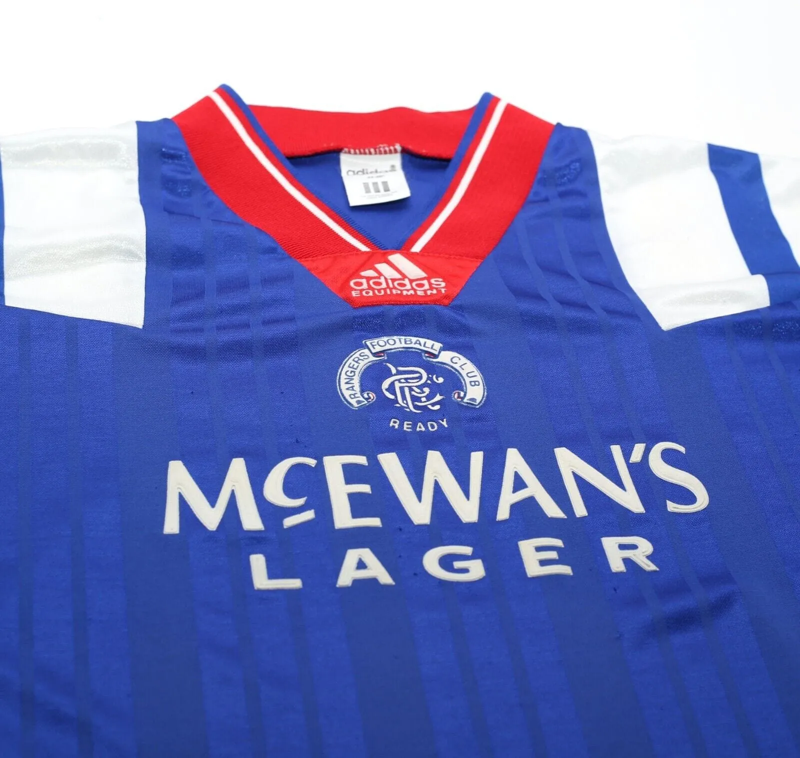 1992/94 McCOIST #9 Rangers Vintage adidas Home Football Shirt Jersey (XL)