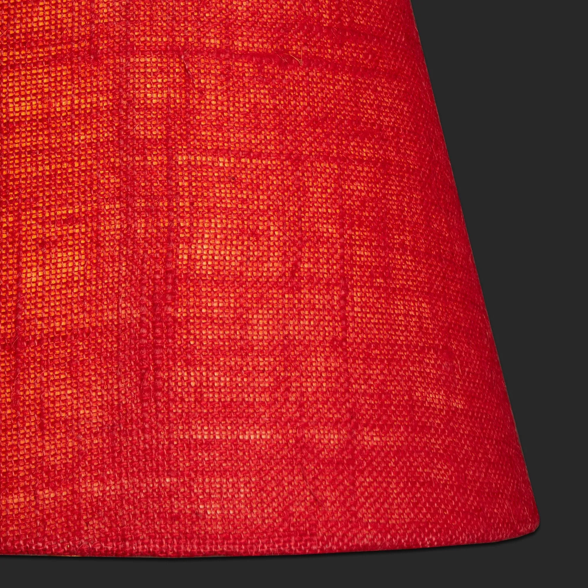 20cm tall tapered shade in dark red jute with yellow lining