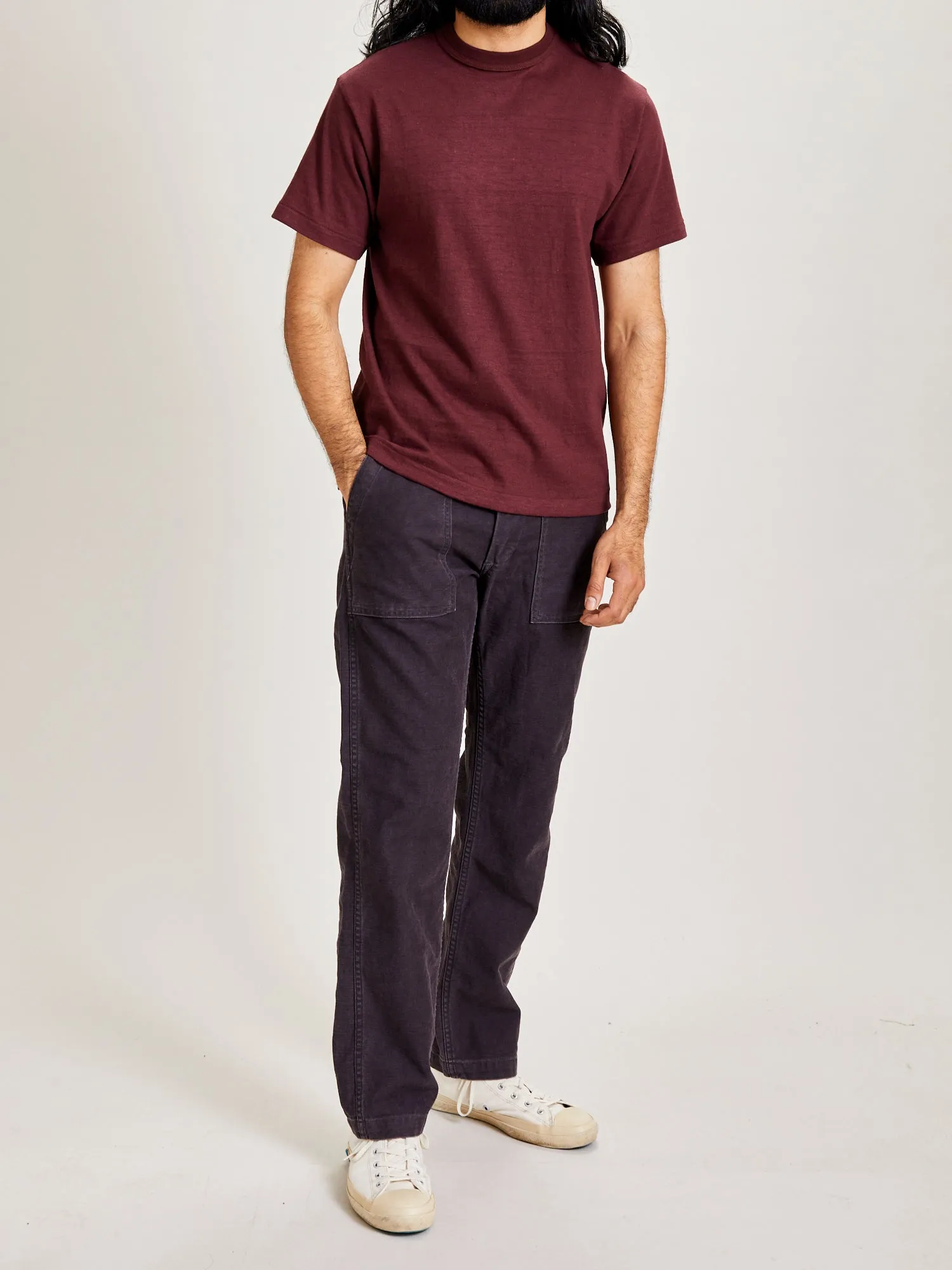 4601 Loopwheel Tee in Bordeaux