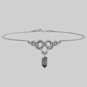 A DARK LURE. Snake & Labradorite Gemstone Chain Choker