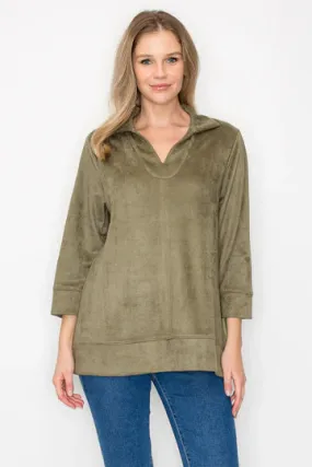 Addison Suede Top | Olive