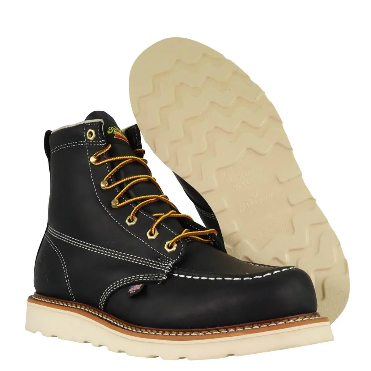 American Heritage - 6" Black Moc Toe - MAXwear Wedge (Soft Toe)