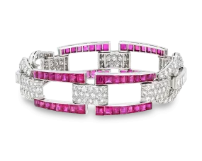 Art Deco Burma Ruby Bracelet, 18.00 Carats