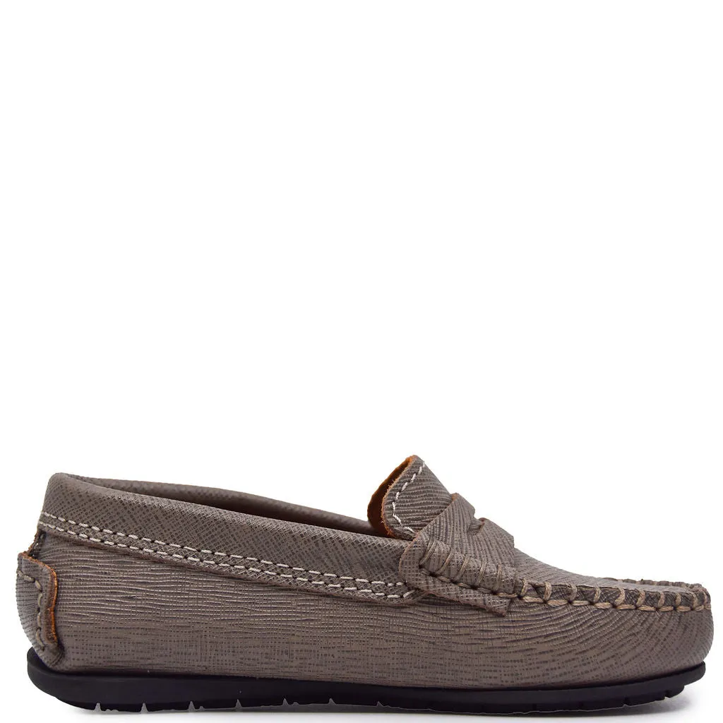 Atlanta Mocassin Taupe Textured Penny Loafer