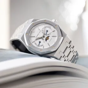 Audemars Piguet Royal Oak Day-Date Moonphase ref 25594ST White Dial