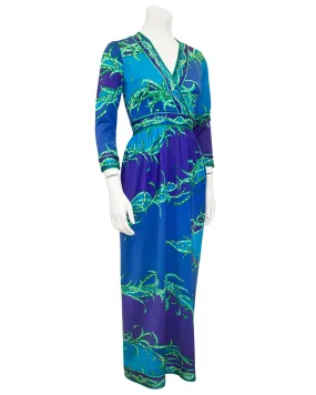 Blue, Purple and Green Maxi Dress