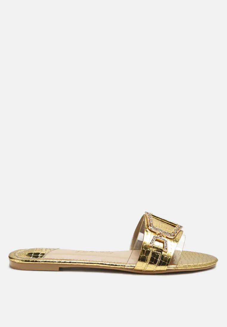 Brillo Jewel Croc Flats By Ruw