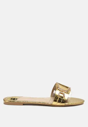 Brillo Jewel Croc Flats By Ruw