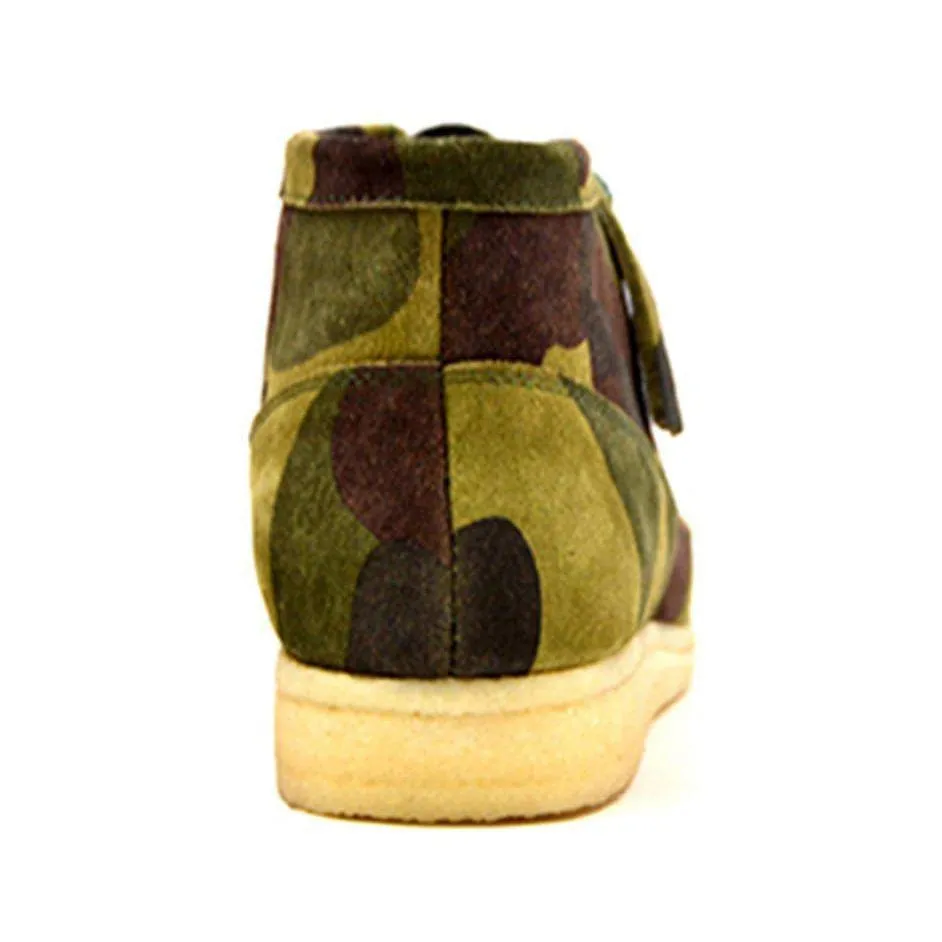 British Walkers Walker 100 Wallabee Boots Men's Green Camo Leather and Suede High Tops