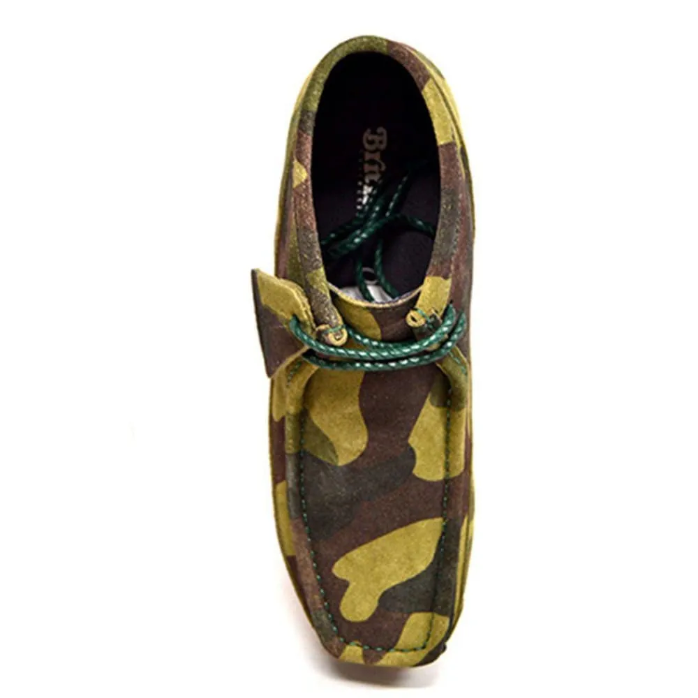 British Walkers Walker 100 Wallabee Boots Men's Green Camo Leather and Suede High Tops