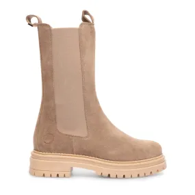 Cashannah Beige Suede High Chelsea Boots