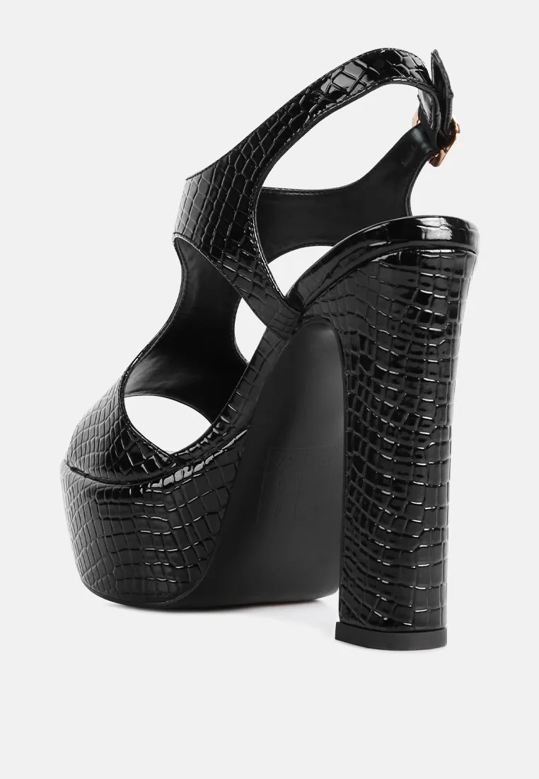 Croft Croc High Heeled Cut Out Sandals By Ruw