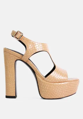 Croft Croc High Heeled Cut Out Sandals By Ruw