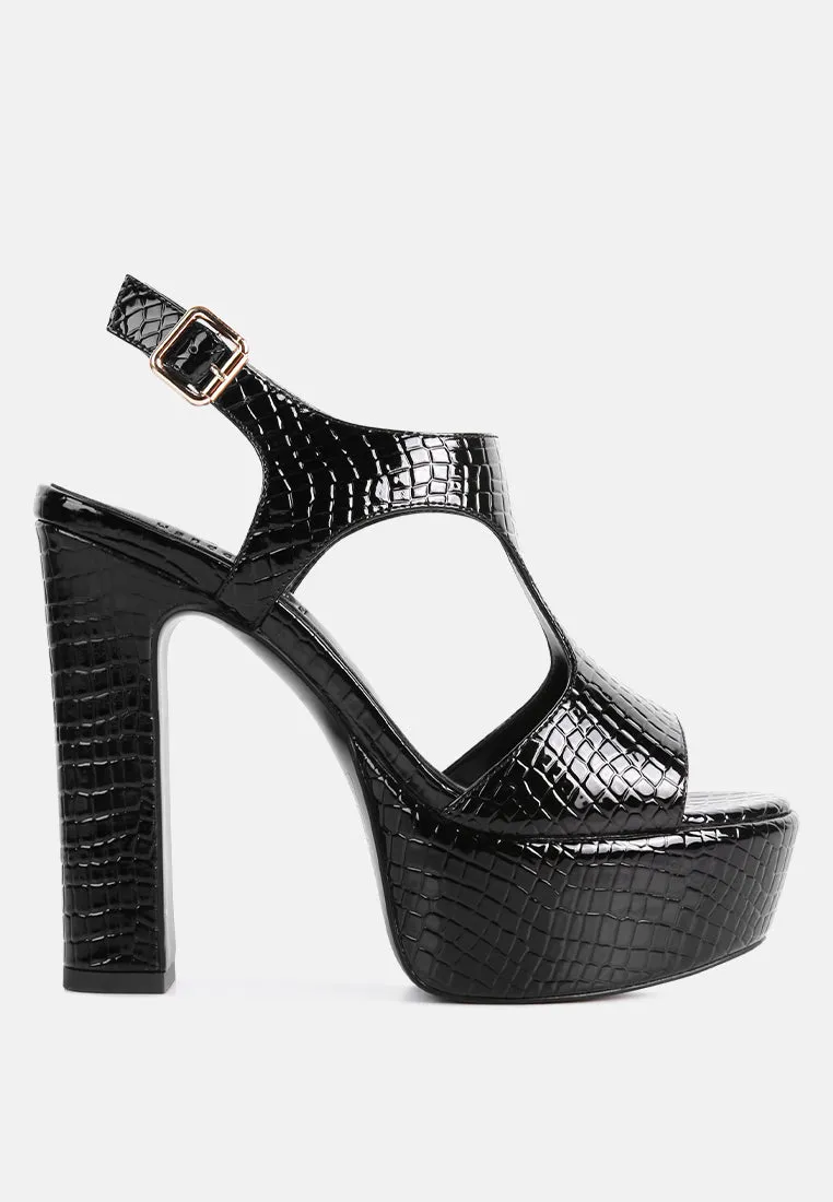 Croft Croc High Heeled Cut Out Sandals By Ruw