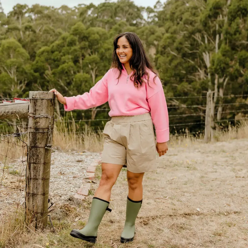 Darcy Mid Calf Wellington Boot // Moss Green