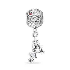 Disney Minnie silver charm with clear, red cubic zirconia and blue enamel