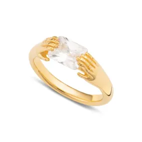 Gold Plated Fede Ring with Clear Stone