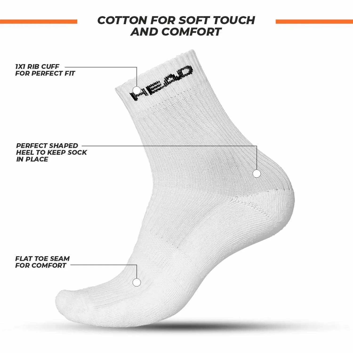 Head Ankle Socks HSK-73 - White (1 pair)