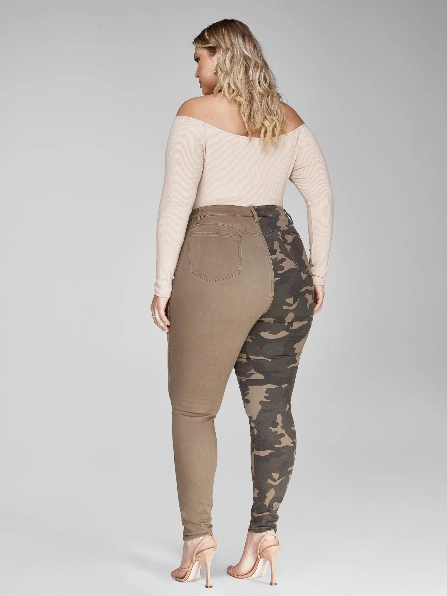 High Rise Two-Tone Camo Skinny Jeans - Tall Inseam