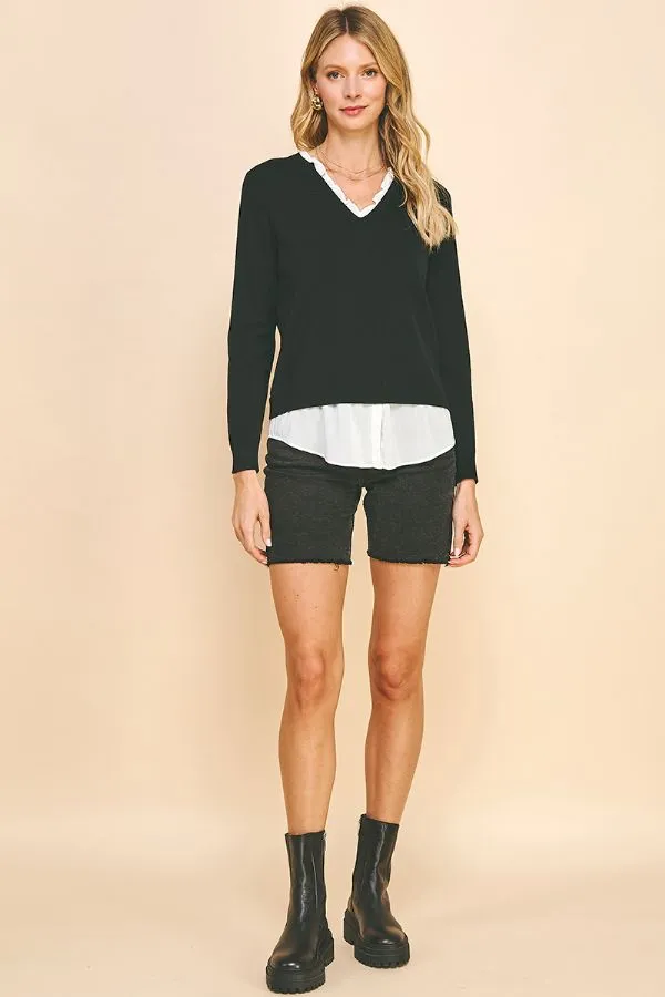 LS V NECK LAYERED TOP