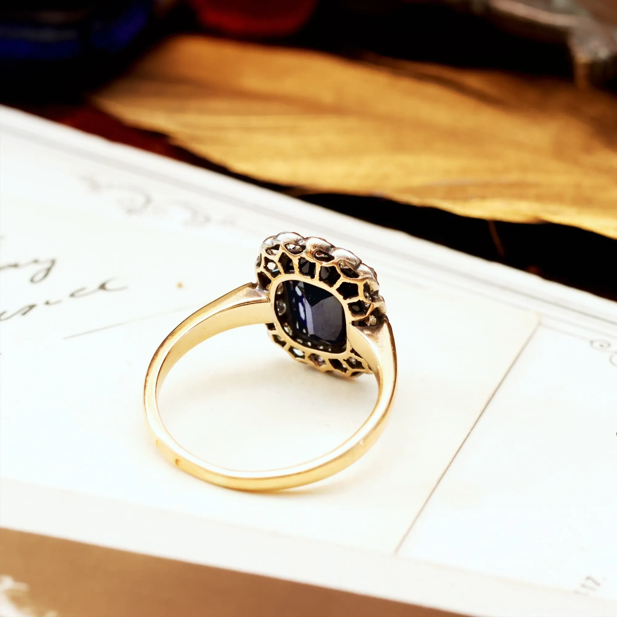 Magical Midnight Blue Sapphire & Diamond Cluster Ring