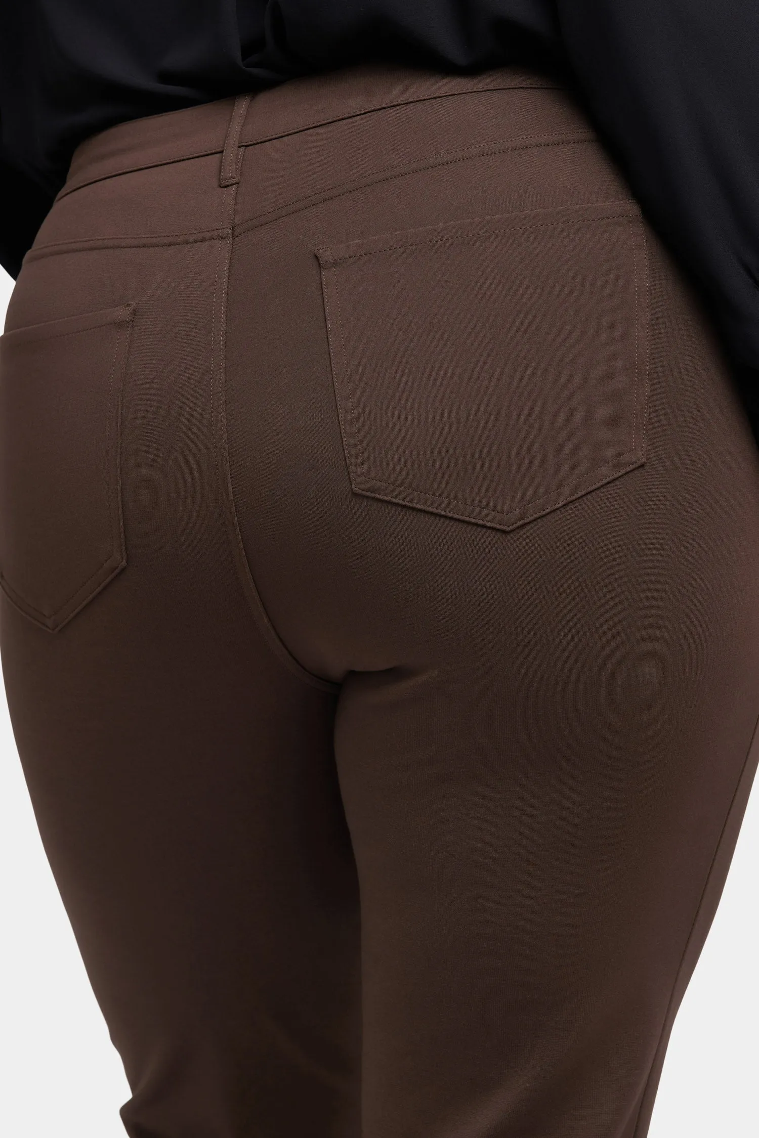 Marilyn Straight Pants In Plus Size - Coffee Bean