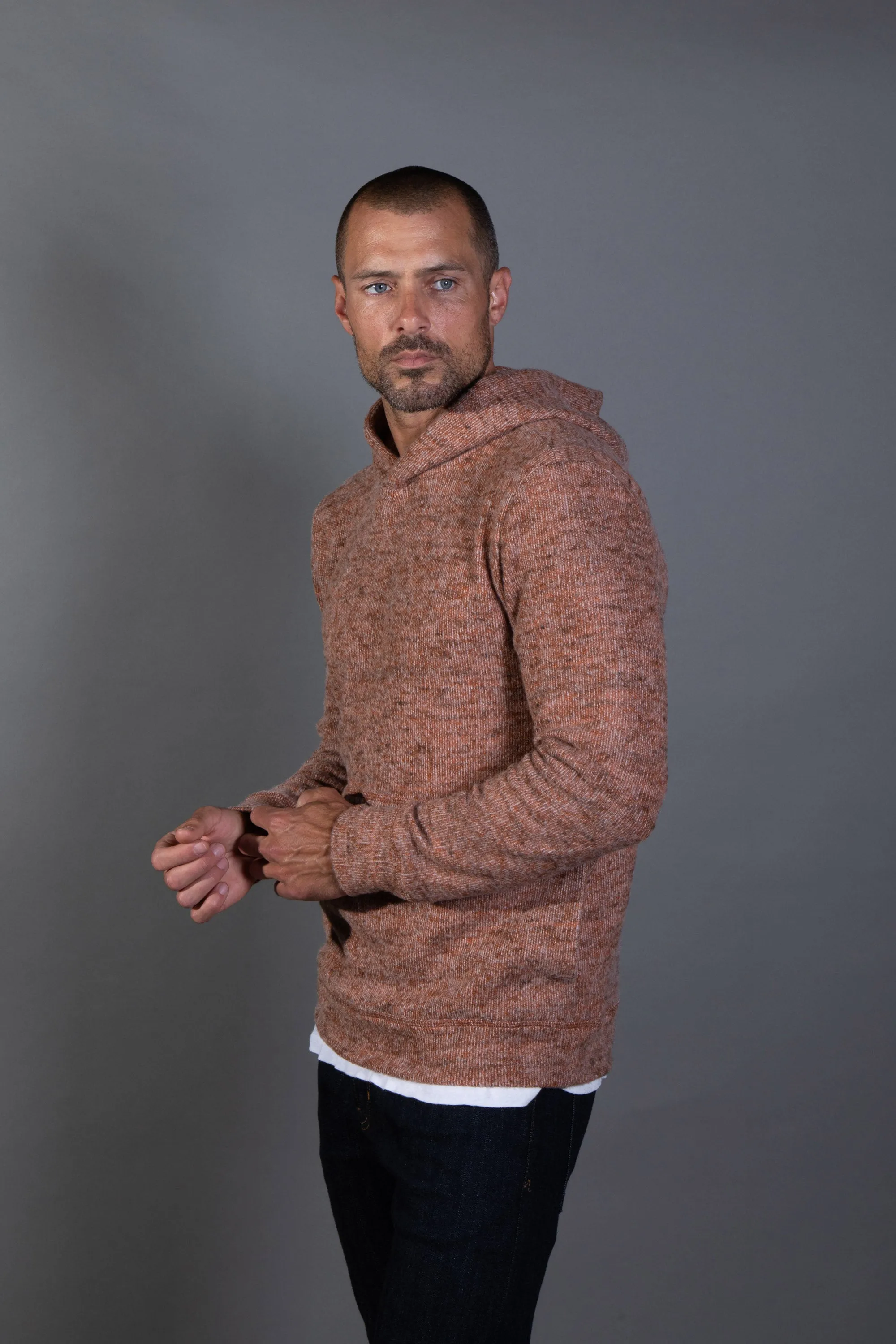 Men's Soft Knit Melange Pullover Hoodie