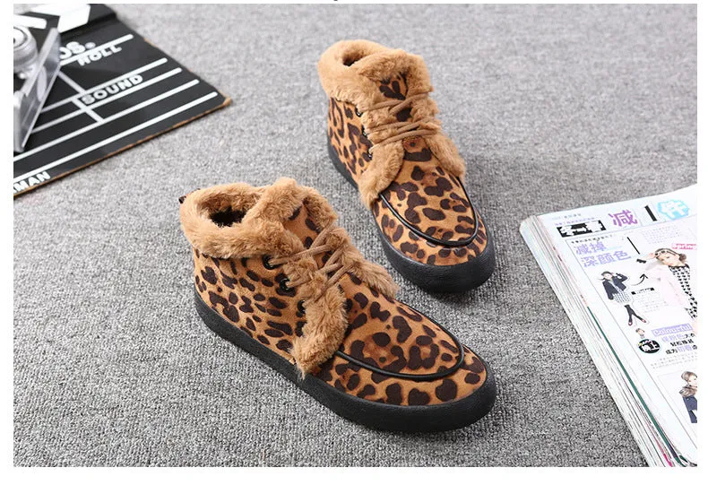 M.GENERAL Women Leopard Snow Boots