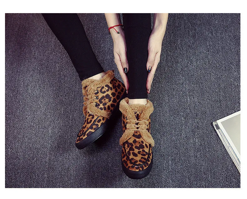 M.GENERAL Women Leopard Snow Boots