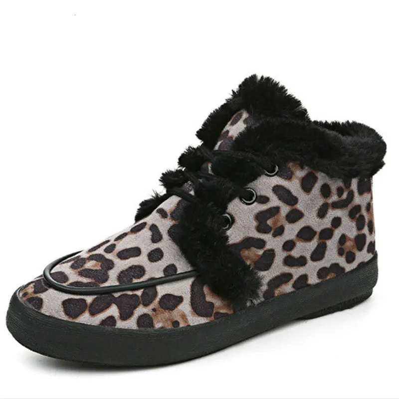 M.GENERAL Women Leopard Snow Boots