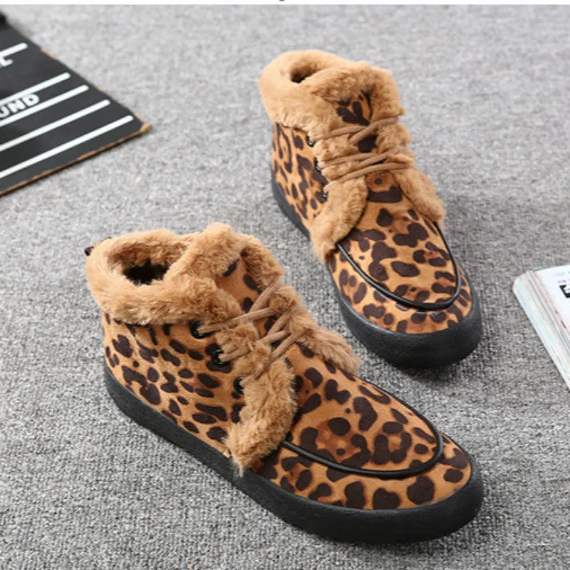 M.GENERAL Women Leopard Snow Boots