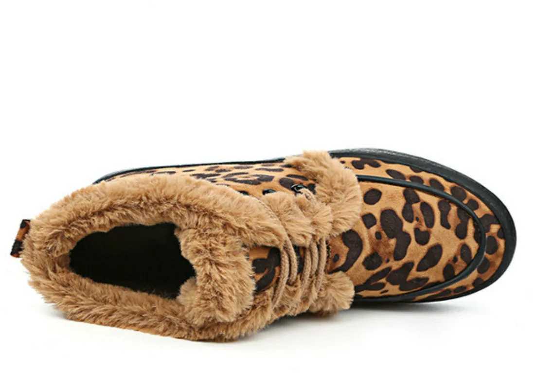 M.GENERAL Women Leopard Snow Boots