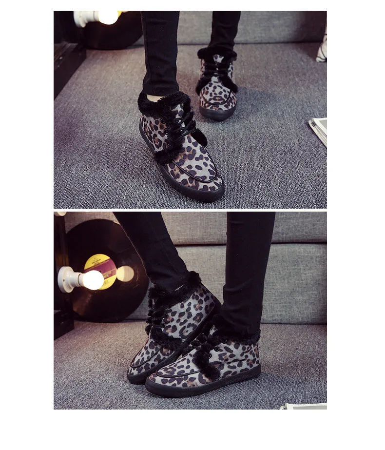 M.GENERAL Women Leopard Snow Boots