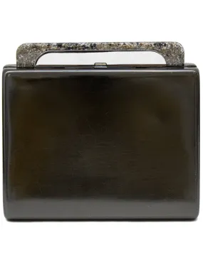 Pewter Minaudiere Clutch with Faux Granite Detailing