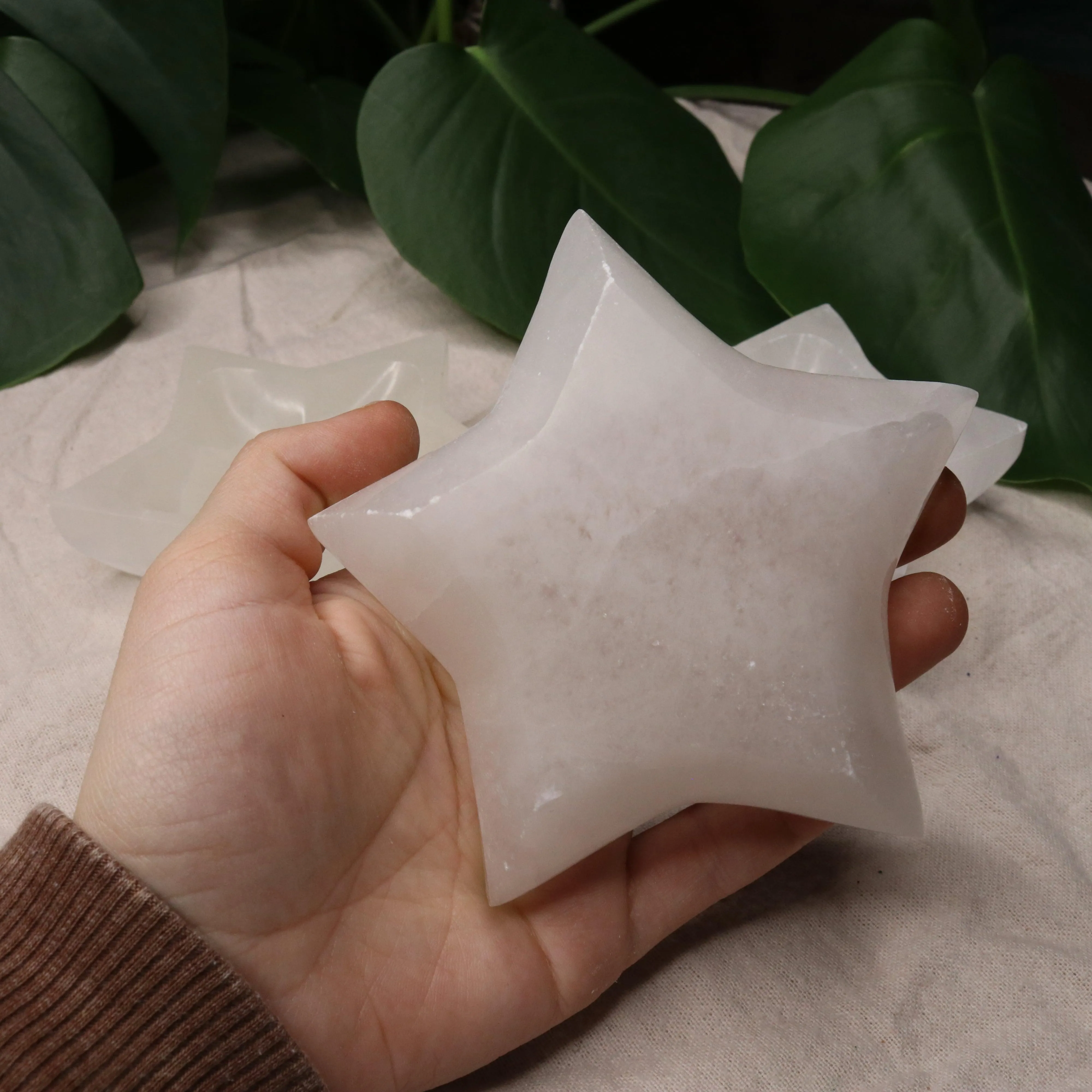 Selenite Star Bowl Carving ~ Recharge & Cleanse Gemstone Jewelry and Small Stones