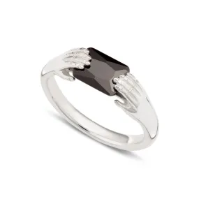 Silver Fede Ring with Black Stone