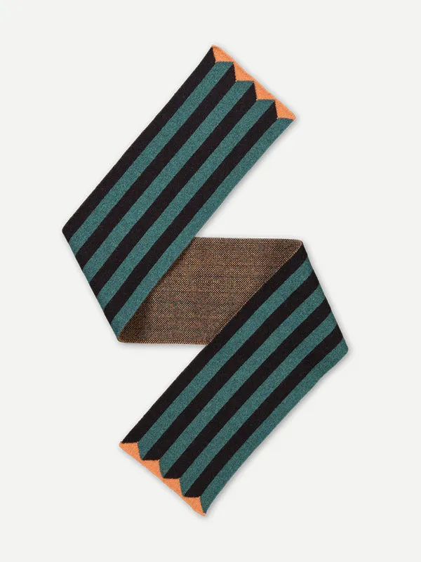 SMALL VERTICAL STRIPE SCARF BLACK & PLASTER