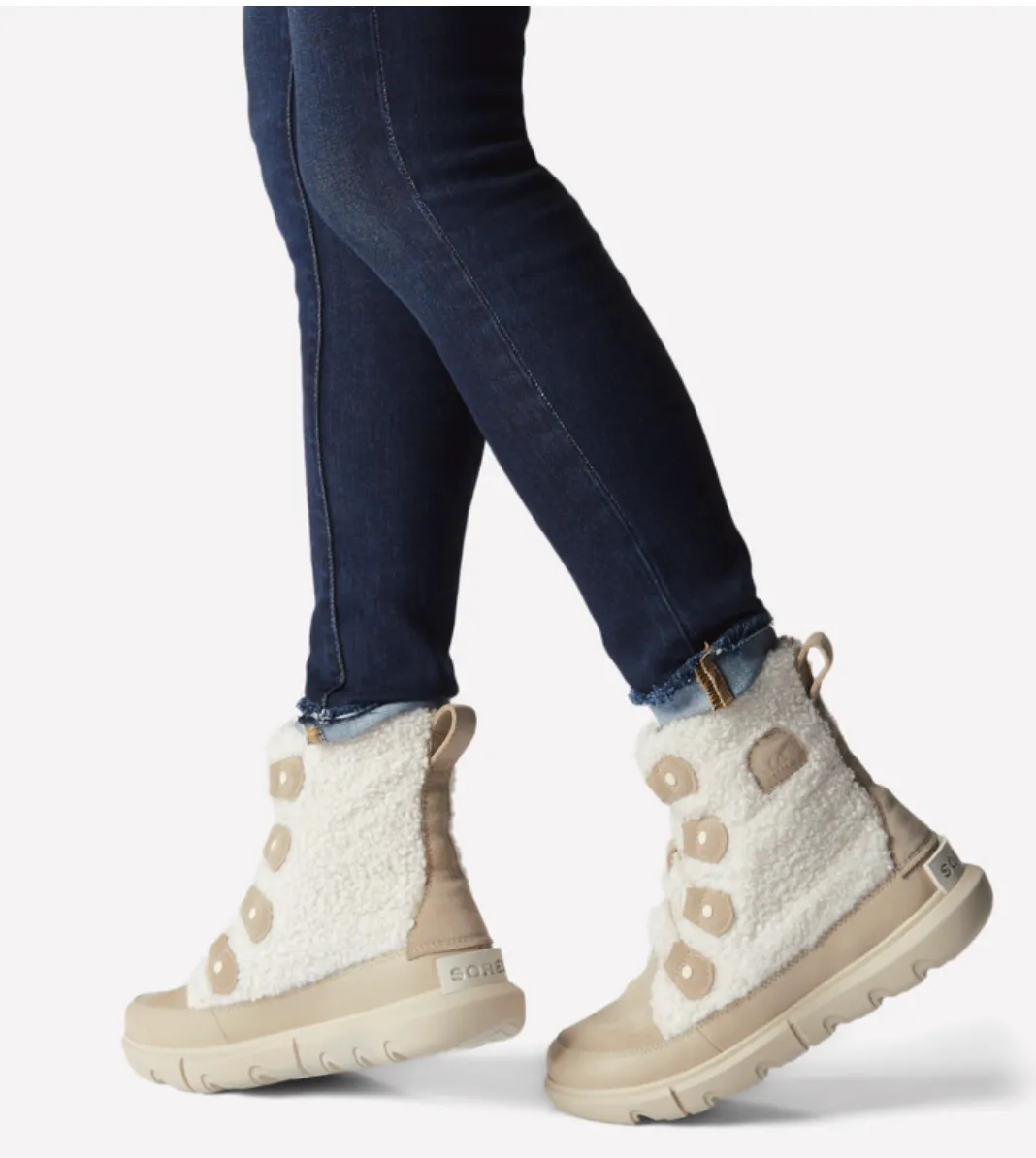 Sorel Explorer ll Joan Cozy Ancient Fossil Off-White Boots