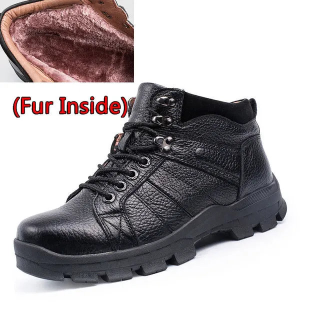 SURGUT High Quality Men Snow Boots Waterproof Men Footwear Autumn Ankle Boots Breathable Supper Warm Fur Winter Men Boots