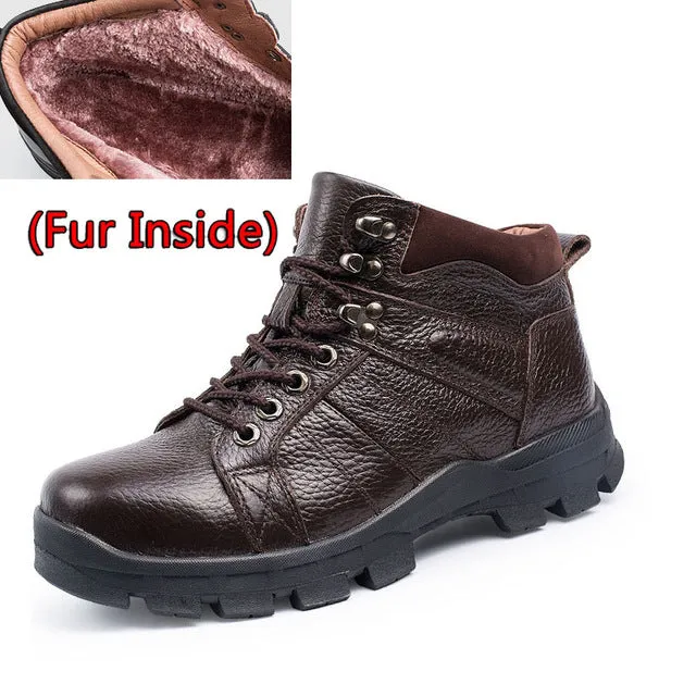 SURGUT High Quality Men Snow Boots Waterproof Men Footwear Autumn Ankle Boots Breathable Supper Warm Fur Winter Men Boots