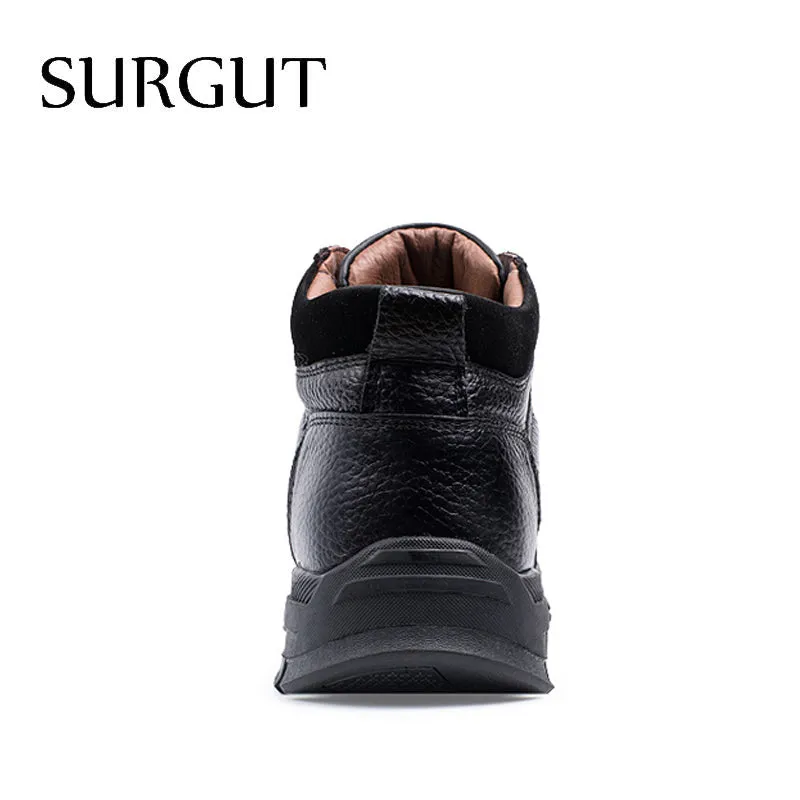 SURGUT High Quality Men Snow Boots Waterproof Men Footwear Autumn Ankle Boots Breathable Supper Warm Fur Winter Men Boots