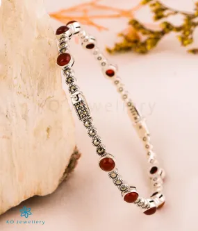 The Embellished Silver Marcasite Bracelet (Red)