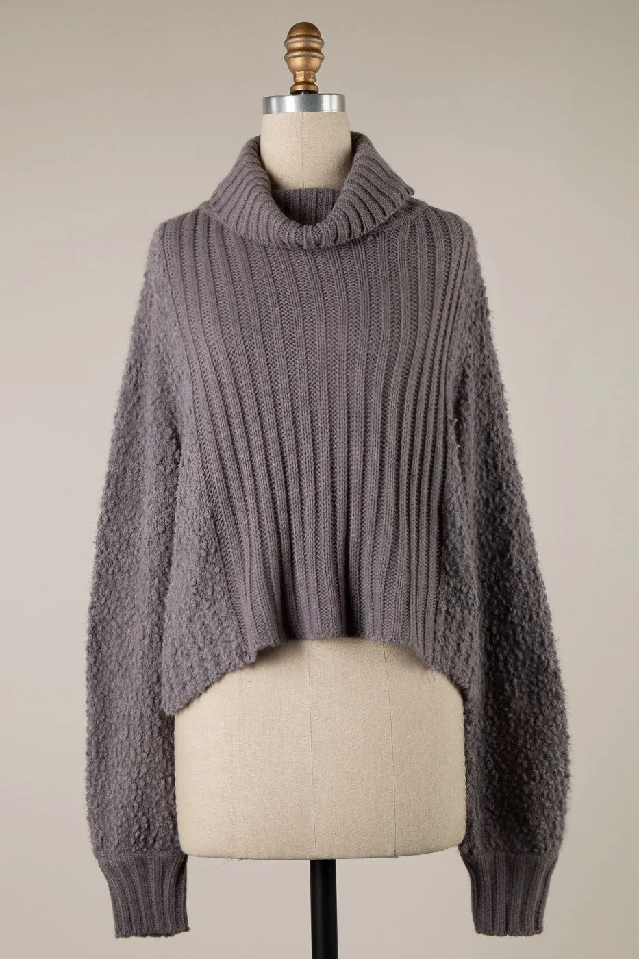 TURTLENECK POPCORN AND CABLE KNIT SWEATER 1 PACK