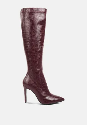 Wheedle Croc High Heeled Calf Boots By Ruw